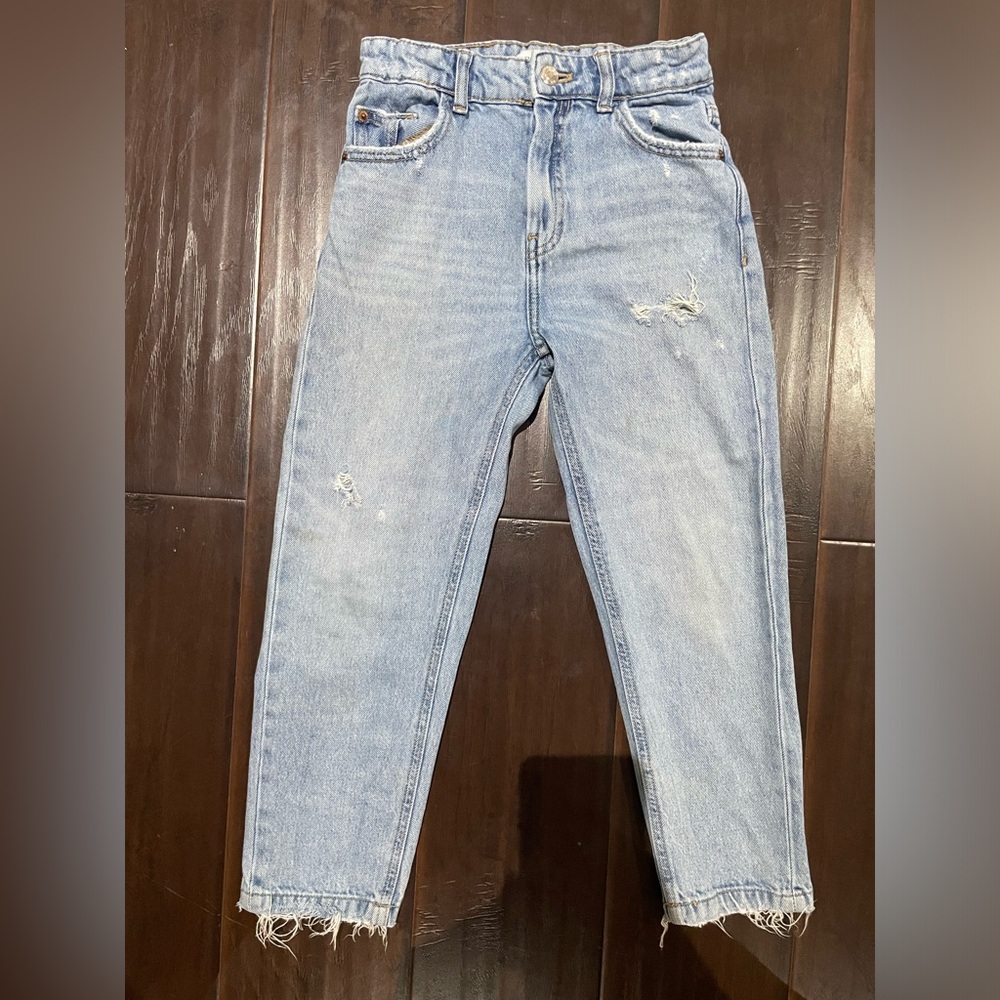 Zara Kids Light Blue Distressed mom Jeans size 9